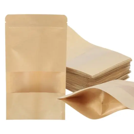 Unique Bargains Kraft Paper Zip Closure Clear Window Food Storage Containers 60 Pcs image {11}