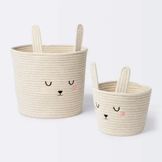 Coiled Rope Forest Animal Medium Round Storage Basket - Rabbit - Cloud Island&trade; image {3}