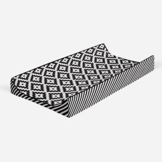 Bacati - Love Black/White Warp Stripes Changing Pad Cover image {6}