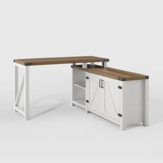 Farmhouse Rustic L Shaped Desk with Storage - Saracina Home image {4}