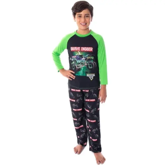 Monster Jam Boys' Grave Digger Monster Truck Shirt And Pants Pajama Set image {5}