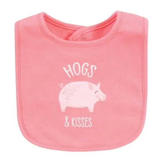 Hudson Baby Infant Girl Cotton Bibs, Hogs And Kisses, One Size image {2}
