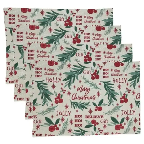 Saro Lifestyle Holly Christmas Cotton Placemats (Set of 4) image {2}