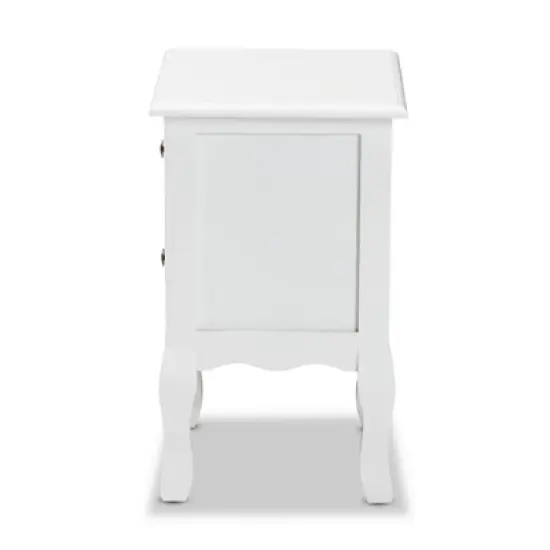Caelan Wood 2 Drawer Nightstand White - Baxton Studio image {6}