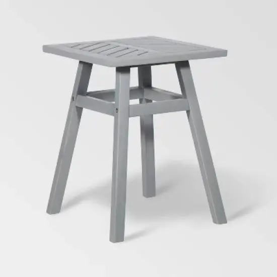 Slatted Chevron Acacia Wood Patio Side Table - Saracina Home image {6}