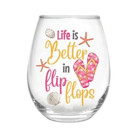 17 OZ Stemless Glass w/Box, Life is Better in Flip Flops image {1}