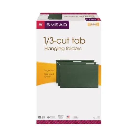 Smead Hanging File Folder with Tab,  1/3- Cut Adjustable Tab, Legal Size, PAPER,  25 per Box (64135) image {5}