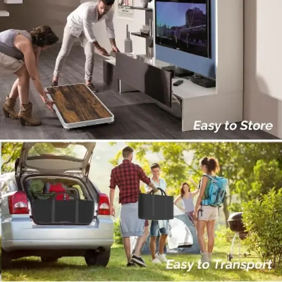 VINGLI Folding Portable Bar Table, Mobile Bar Table for Events, Party, Camping, Picnic, Tradeshow, Indoor with Black Skirt image {6}