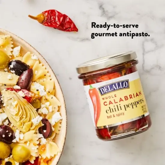 DeLallo Whole Calabrian Chili Peppers, 6.7 oz Jar, (3 Pack) image {1}