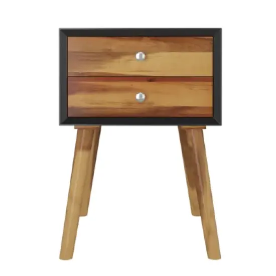 Tangkula Wooden Nightstand with 2 Storage Drawers Accent End Side Table for Bedroom&Living room image {7}