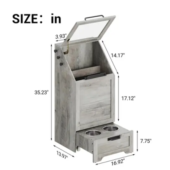 Pet Feeder Station with 2 Raised Bowls, 35.2 Inch Dog Food Storage Cabinet with Flip Top, Pet Toy Organizer for Large, Medium, Small Dogs image {1}