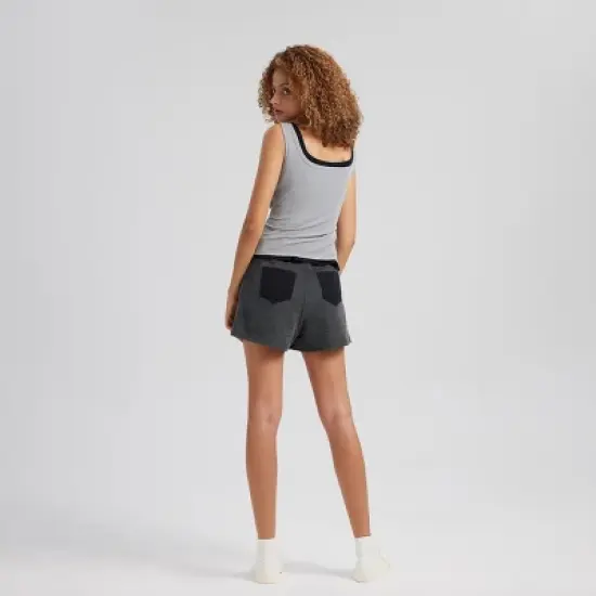 Women's 2pk Ruched Tank Top- Gray & Black image {3}