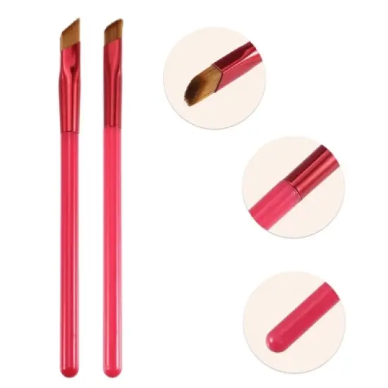 Unique Bargains Eyebrow Brush Multifunction Three-Dimensional Concealer Makeup Brush Coffee Red 4 Pcs image {2}