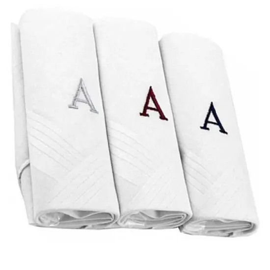 Men's Cotton Monogrammed Handkerchiefs Initial Letter Hanky image {13}
