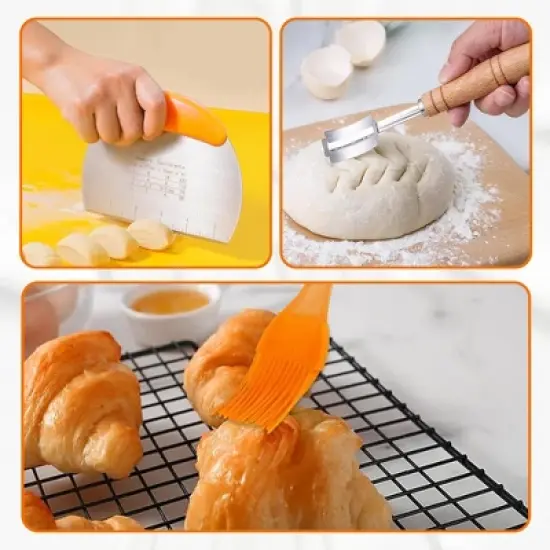 Cheer Collection Complete Bread Proofing Basket Set &ndash; Round & Oval Banneton Baskets with Essential Baking Tools for Artisan Sourdough Bread image {3}