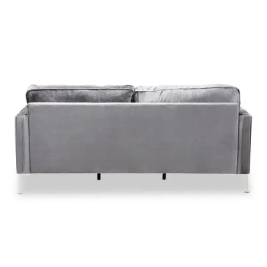 Clara Velvet Fabric Upholstered 3 Seater Sofa Gray - BaxtonStudio image {6}