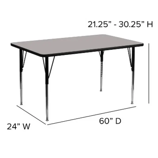 Flash Furniture 24''W x 60''L Rectangular HP Laminate Activity Table - Standard Height Adjustable Legs image {3}