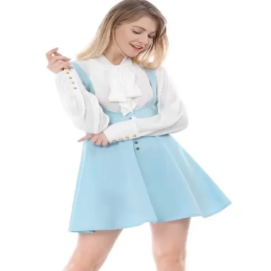 Allegra K Women's Button Overalls Pinafore Suspenders Skirt image {10}