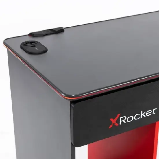 Carbon-Tek Gaming Desk with LED Gray/Red - X Rocker image {2}