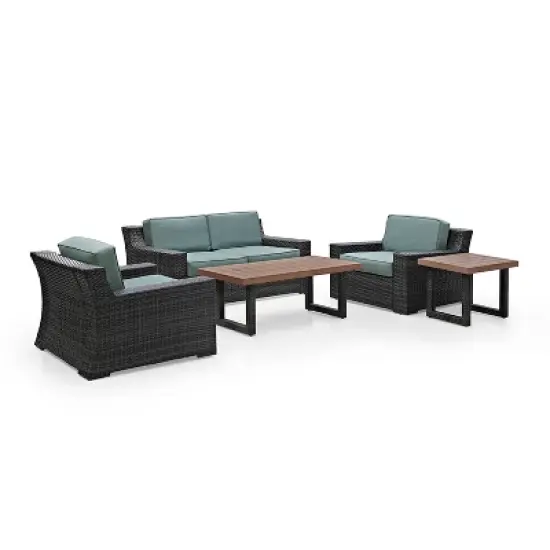 Beaufort 5pc Outdoor Wicker Conversation Set - Mist - Crosley image {5}