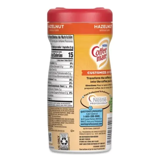 Coffee mate Hazelnut Creamer Powder, 15oz Plastic Bottle image {1}