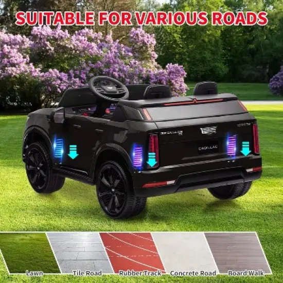 24V Kids Ride on Car Licensed Cadillac, 2 Seater Ride on Truck Toy Battery Powered Electric Car with Remote Control, LED Lights and Music image {4}