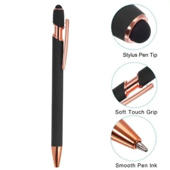 Unique Bargains Metal Black Ink Medium Screen-touching Tip Ballpoint Pen Style 2 12 Pcs image {3}