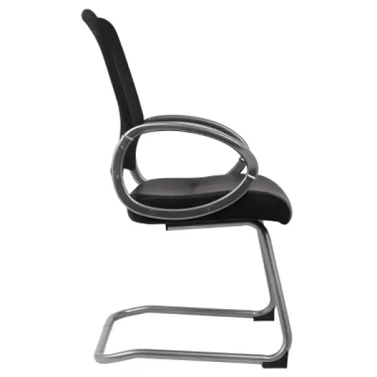 Mesh Back with Pewter Finish Guest Chair Black - Boss Office Products image {3}