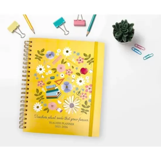 Designer Greetings 2025 - 2026 Weekly/Monthly 9"x11" Teacher Planner Flowers, Teacher Supplies image {1}