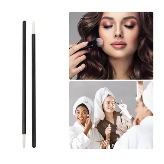 Unique Bargains Short Nylon Eyeliner Eye Makeup Brushes Applicators Black White 50PCS image {4}