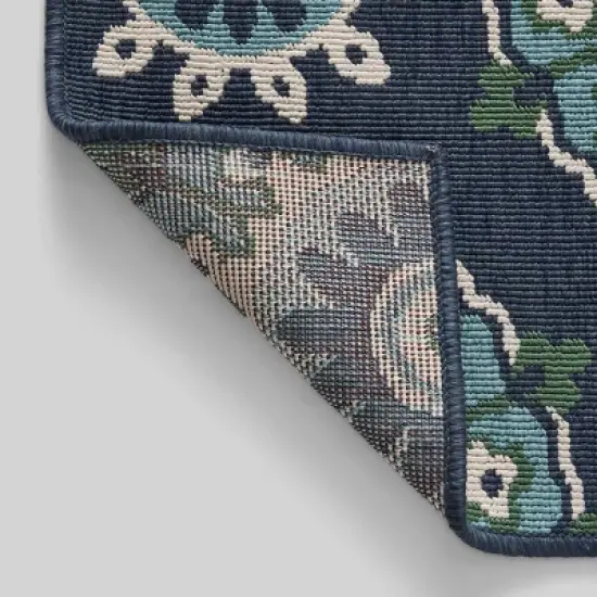 5'3" x 7' Medallion Outdoor Rug Navy/Green - Christopher Knight Home image {3}