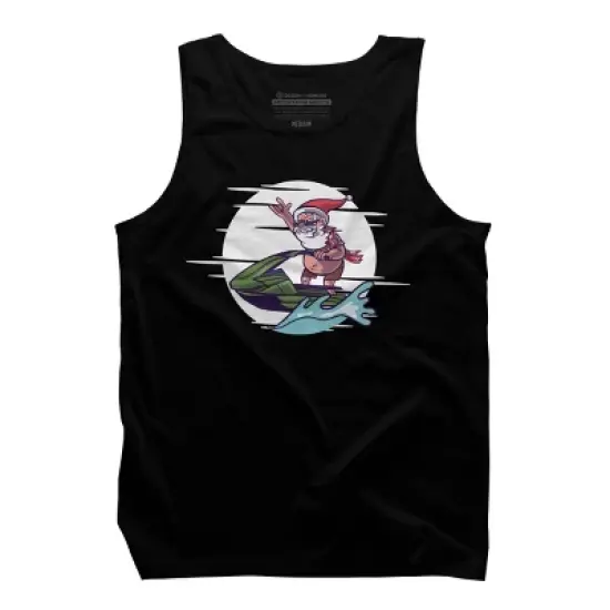 Men's Design By Humans Christmas Cartoon Santa Riding A Jet Ski By rasok Tank Top image {4}