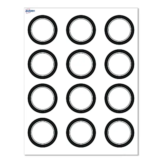 Avery&reg; Cards, 2" Diameter, Double Black Border, Matte White, 120ct image {9}