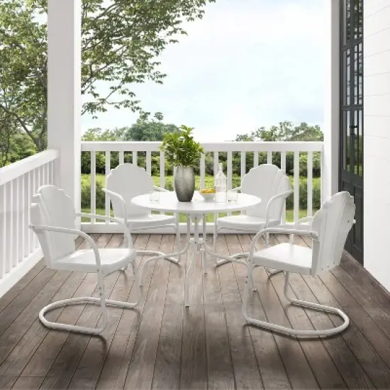 Tulip 5pc Outdoor Dining Set - White - Crosley image {2}