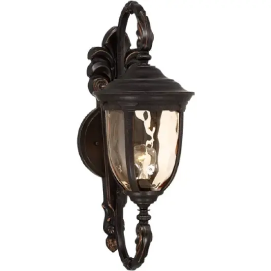 John Timberland Bellagio Vintage Rustic Outdoor Wall Light Fixture Veranda Bronze 26" Amber Hammered Glass for Post Exterior Barn Deck House Porch image {5}