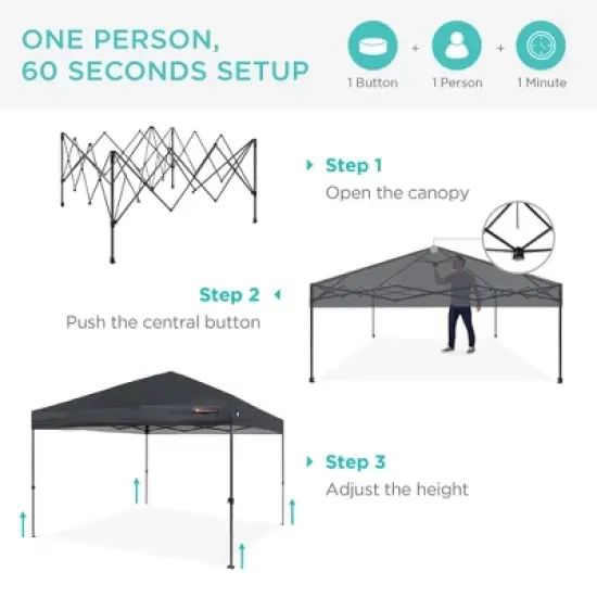 Best Choice Products 10x10ft Easy Setup Pop Up Canopy Instant Portable Tent w/ 1-Button Push, Carry Case image {1}
