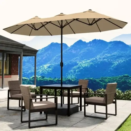 UPTION Double-sided Outdoor Patio Umbrella image {1}