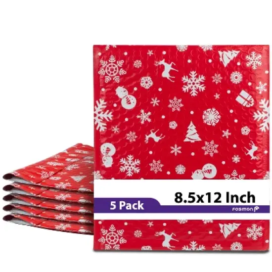 Fosmon 8.5 x 12 - #2 Christmas Holiday Poly Bubble Mailer Gift Wrap, Lightweight Water/Dust/Shock/Tear Resistant Padded Shipping Envelopes image {10}