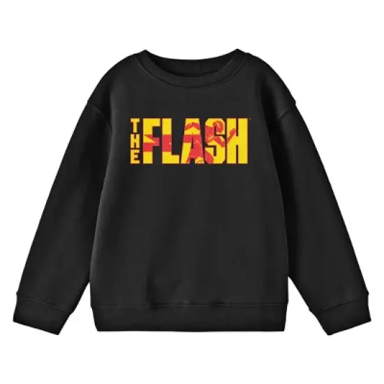 The Flash Movie Flat Flash Crew Neck Long Sleeve Black Youth Sweatshirt image {2}