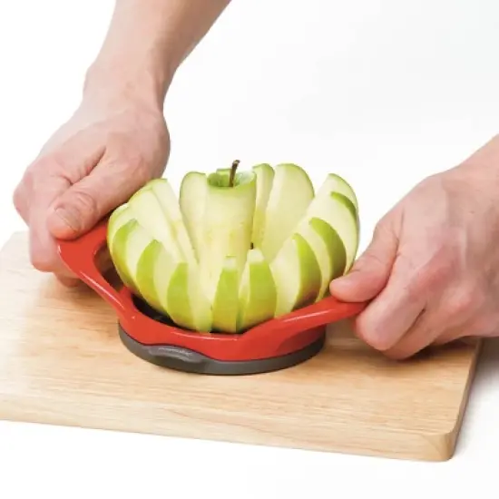 Prepworks Thin Apple Slicer: Stainless Steel Fruit & Mandolin Slicer, Dishwasher-Safe, Red image {2}