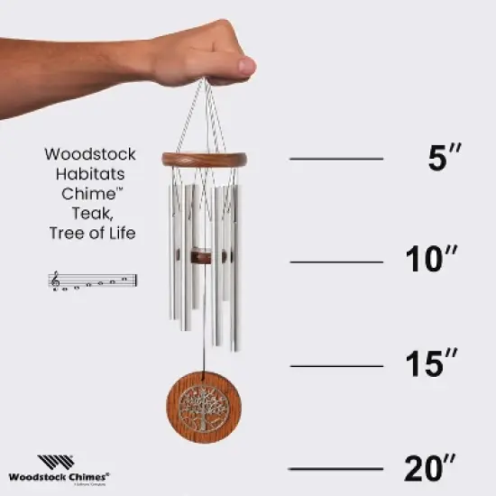 Woodstock Windchimes Habitats Teak Tree of Life, Wind Chimes For Outside, Wind Chimes For Garden, Patio, and Outdoor Decor, 17"L image {3}
