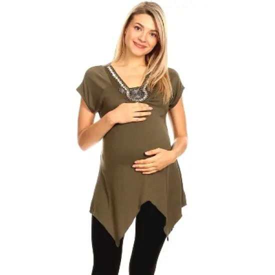 Maternity Myla Embellished Tunic Top - White Mark image {14}