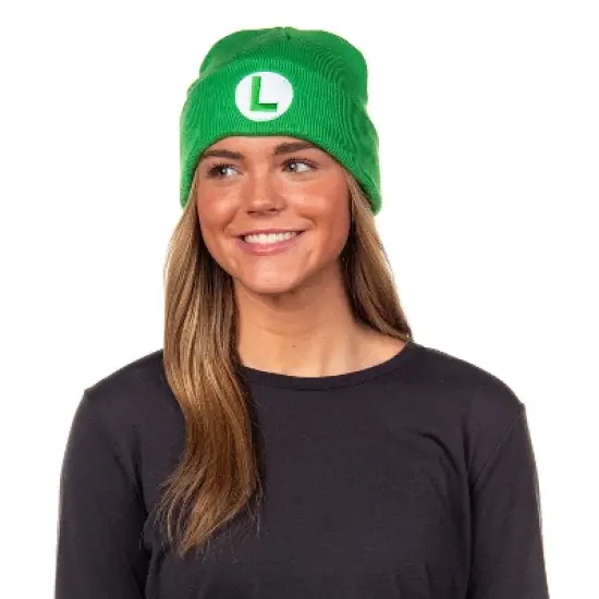 Nintendo Beanie | Super Mario Bros. Mario and Luigi Embroidered Patch 2-Pack Knit Cuffed Cold Weather Beanie Set For Men and Women Multicolored image {6}