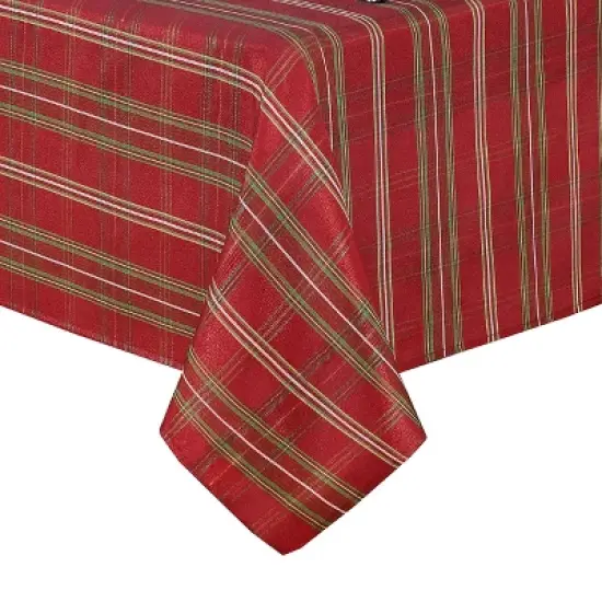 Elrene Shimmering Plaid Holiday Tablecloth ~ Red/Green -  Elrene Home Fashions image {4}