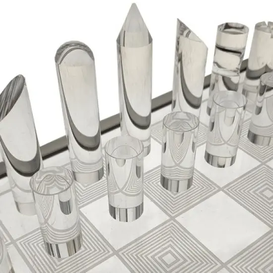 OnDisplay 3D Luxe Acrylic Fire & Ice LED Light Glowing Chess Set image {2}