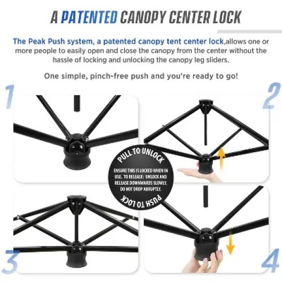 EAGLE PEAK 8x8ft Pop Up Canopy with Sidewall, 8x8 Base 6x6 Top image {3}