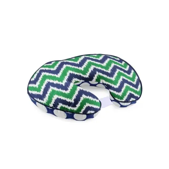 Bacati - 3 pc Chevron/Dots Navy Green Hugster Feeding & Infant Support Nursing Pillow with 2 removable zippered covers image {5}