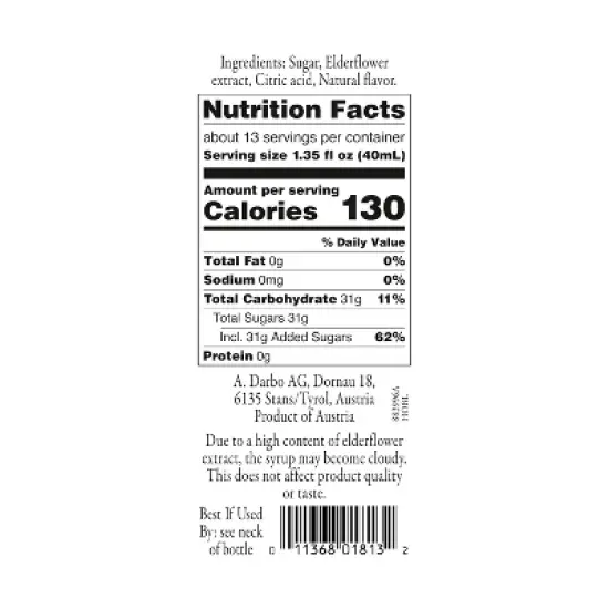 D'Arbo Elderflower Syrup 16.9 Fl. Oz. / 500 ml (Pack of 2) image {11}