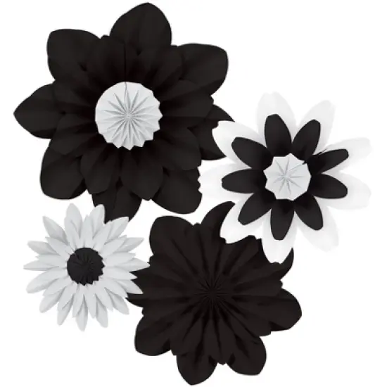Teacher Created Resources&reg; Black and White Paper Flowers, Pack of 4 image {3}
