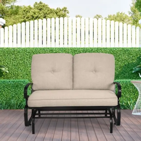 Costway 2-Person Outdoor Swing Glider Chair Bench Loveseat Cushioned Sofa image {2}